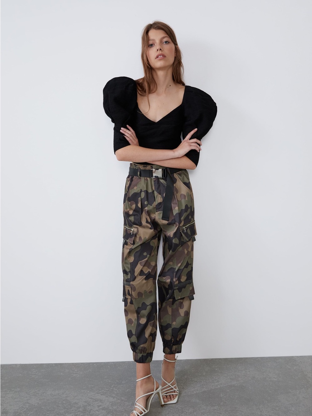 New Zara Olive Camo Cargo Joggers